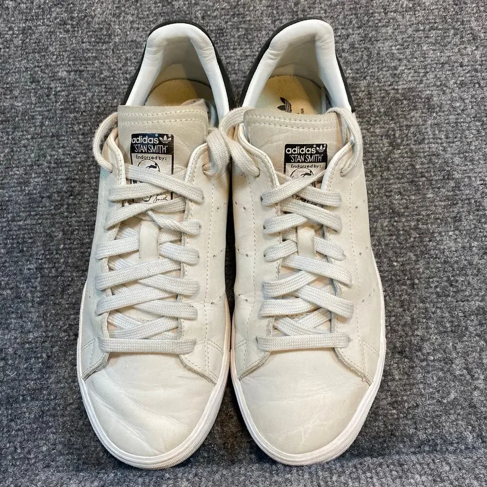 Adidas Stan Smith Vulc Mens Shoes 7 All Leather Lo Top White Black Sneakers